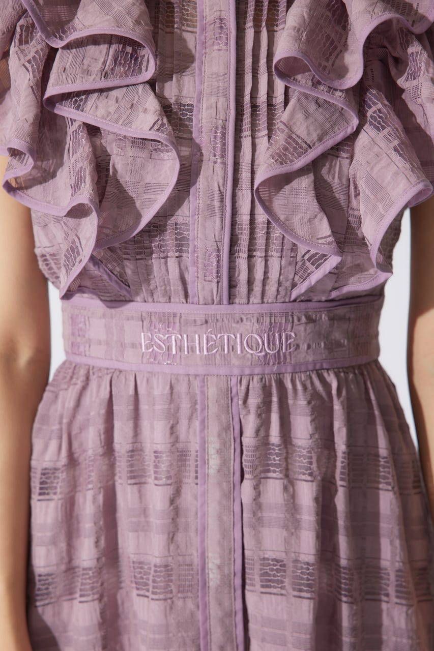 配色ロゴダブルフリルティアードワンピース PNK S