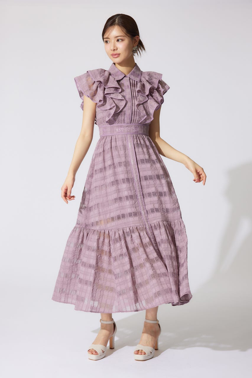 配色ロゴダブルフリルティアードワンピース PNK S