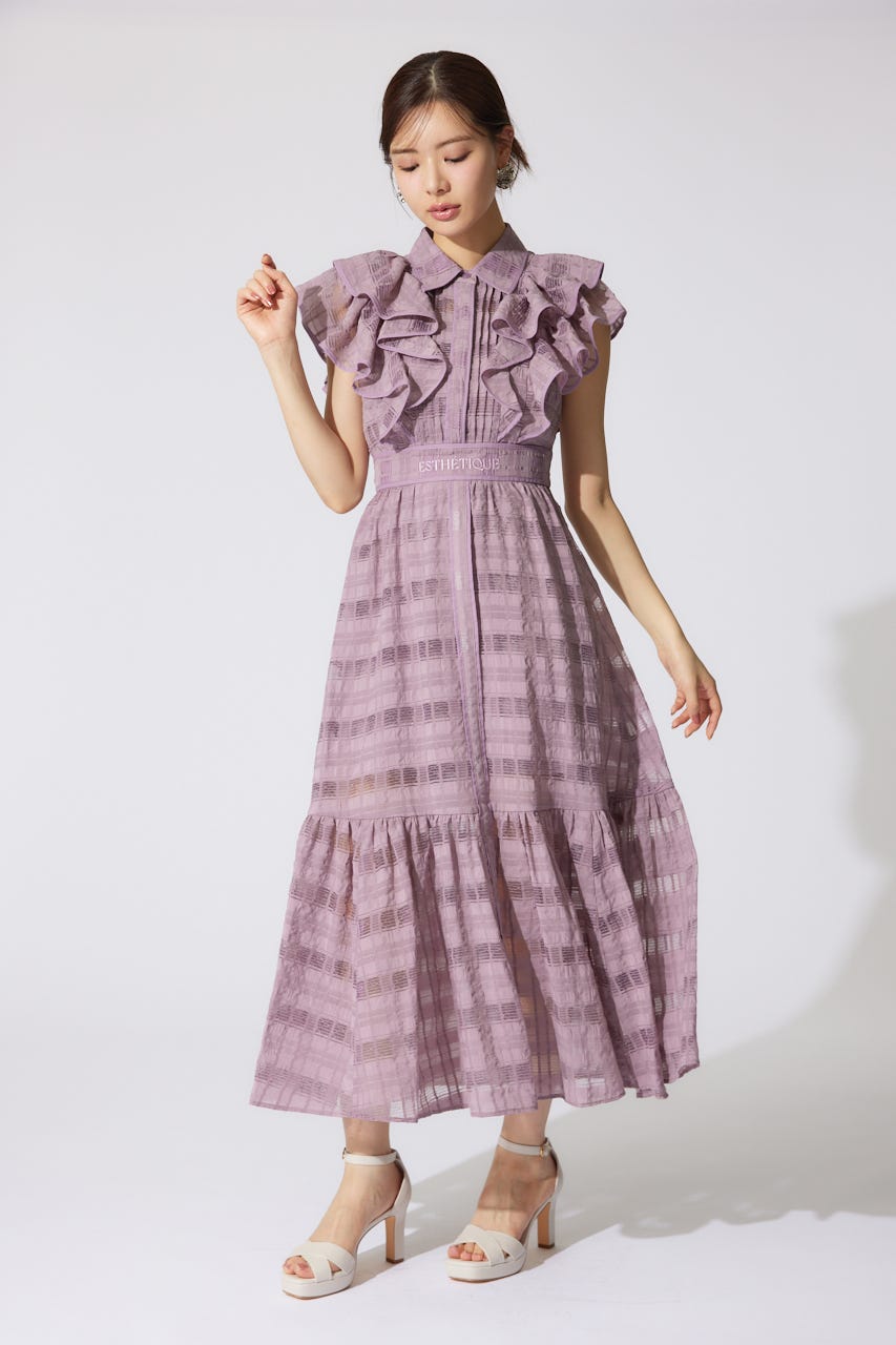 配色ロゴダブルフリルティアードワンピース PNK S