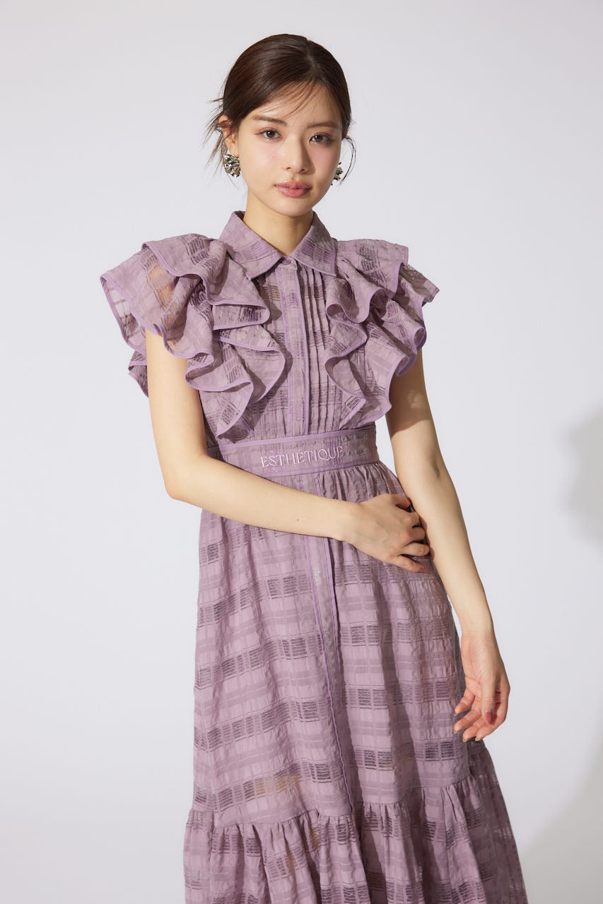 配色ロゴダブルフリルティアードワンピース PNK S