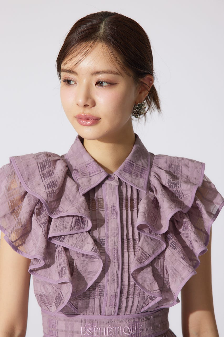 配色ロゴダブルフリルティアードワンピース PNK S