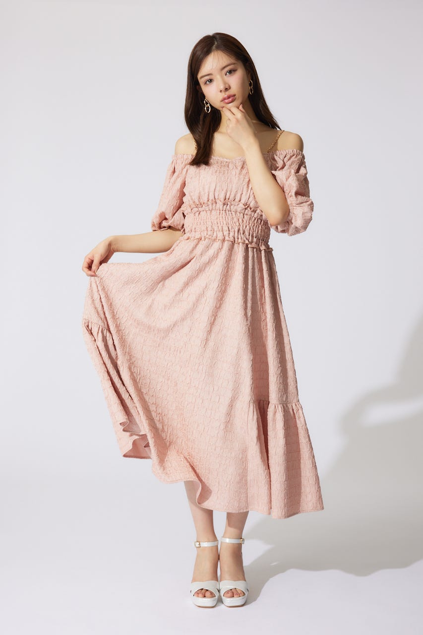 バルーンスリーブフレアワンピース PNK M