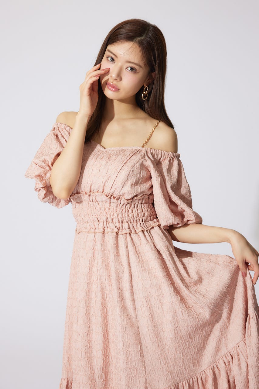 バルーンスリーブフレアワンピース PNK M