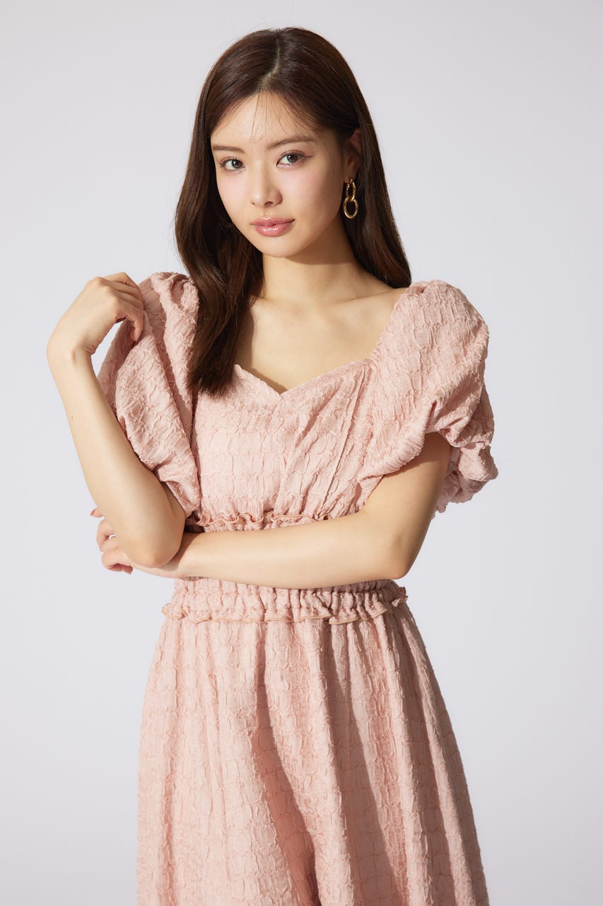 バルーンスリーブフレアワンピース PNK M