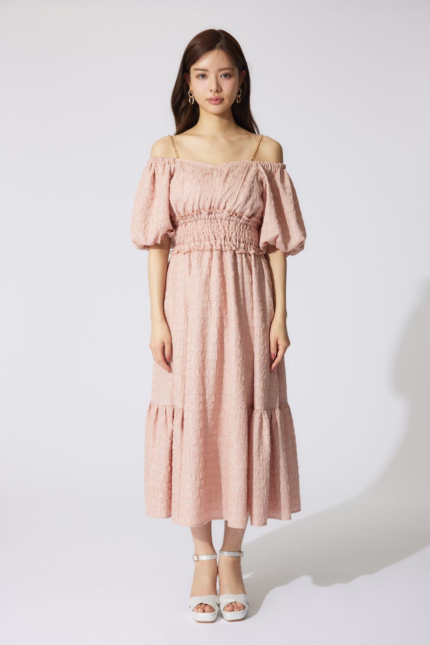 バルーンスリーブフレアワンピース PNK M