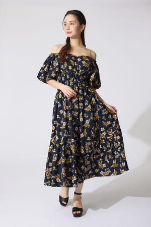 バルーンスリーブフレアワンピース