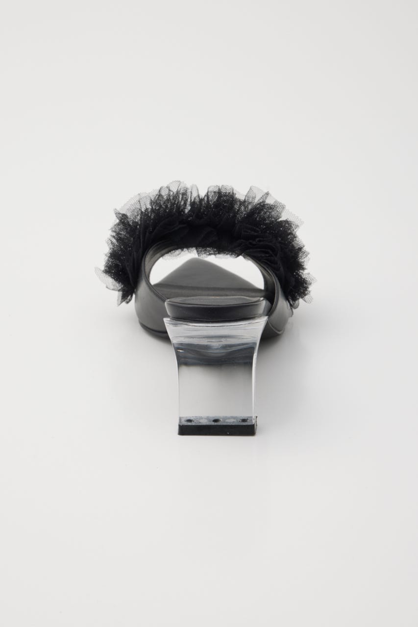 クリアヒールチュールサンダル BLK M