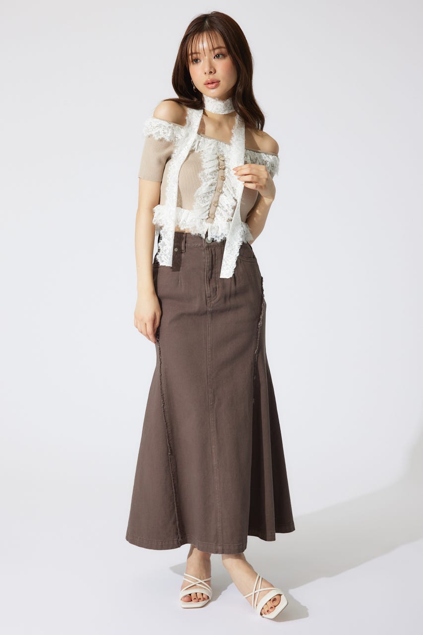 レースコンビリブニットトップス BEG FREE