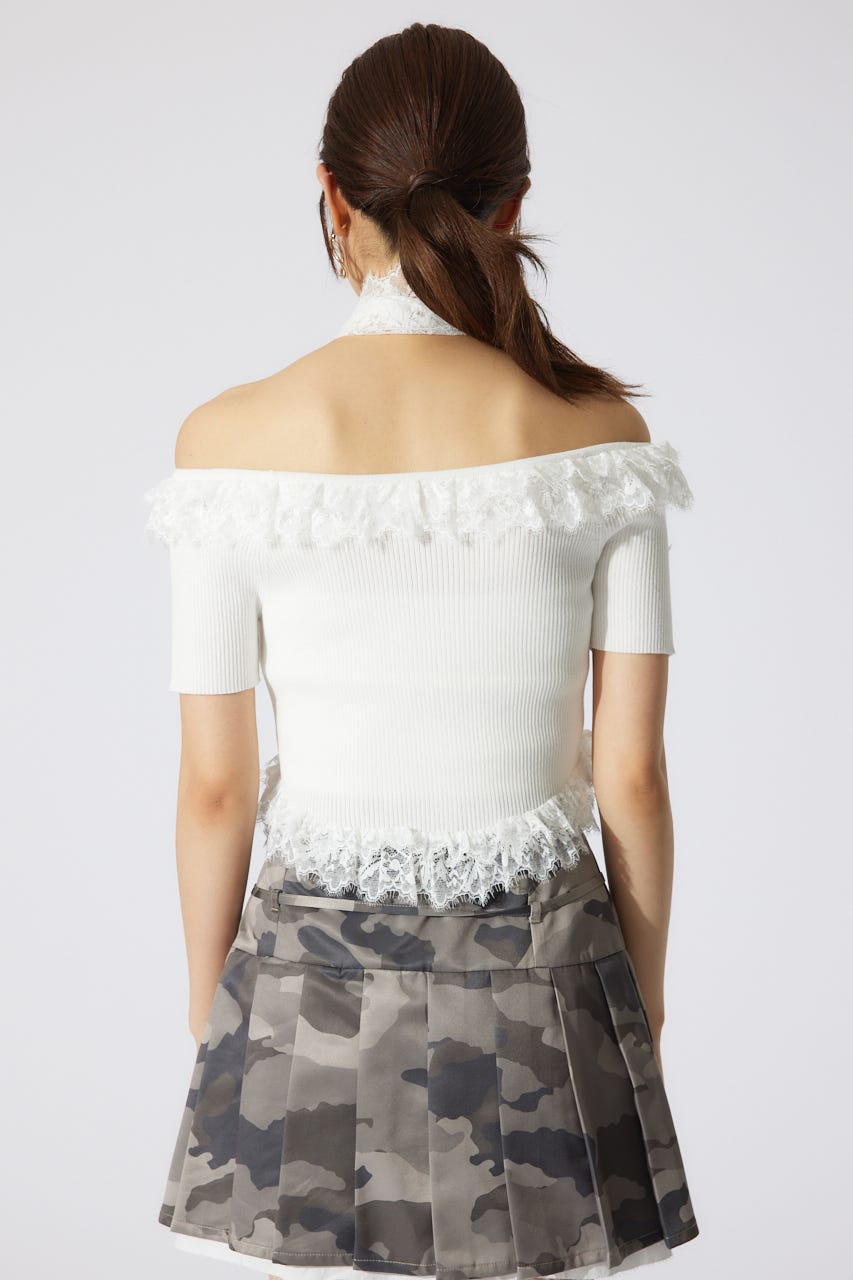 レースコンビリブニットトップス WHT FREE