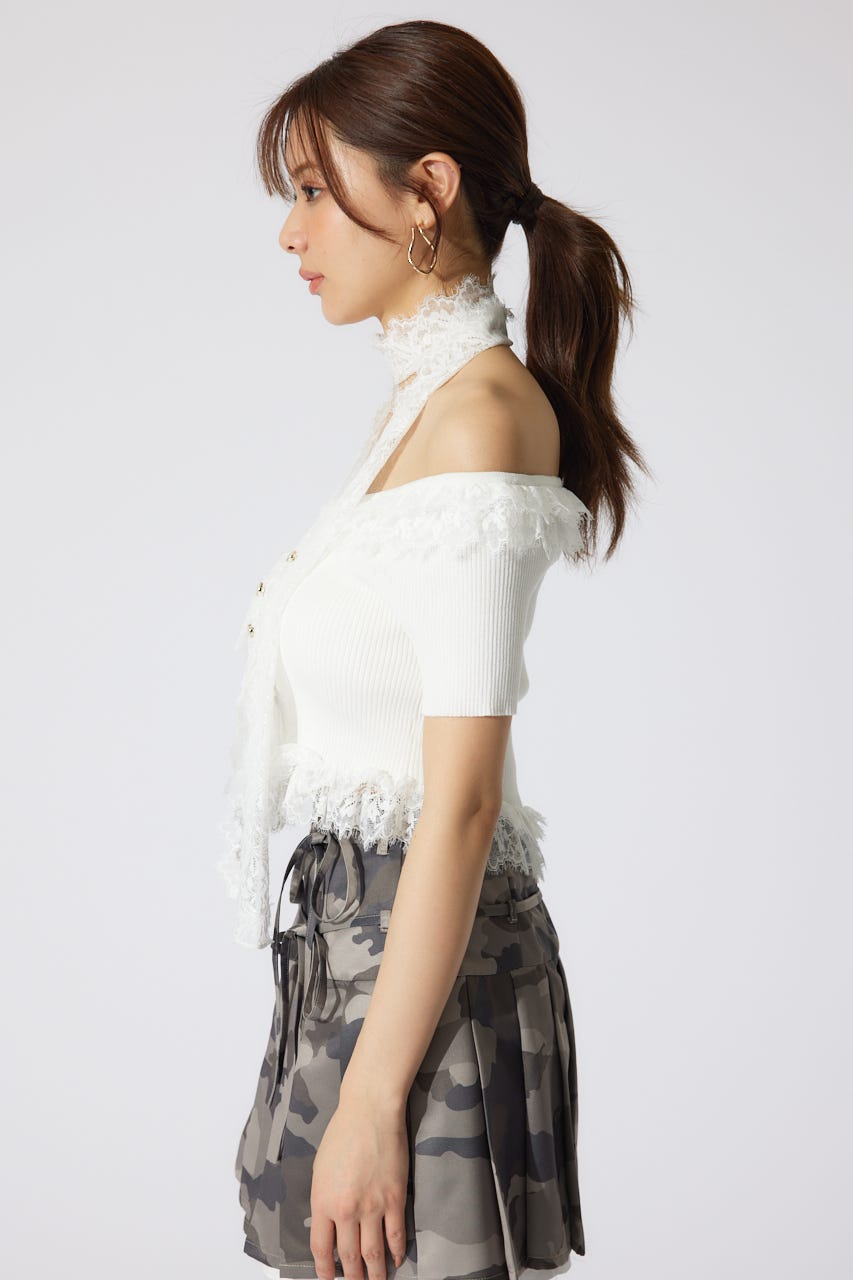 レースコンビリブニットトップス WHT FREE