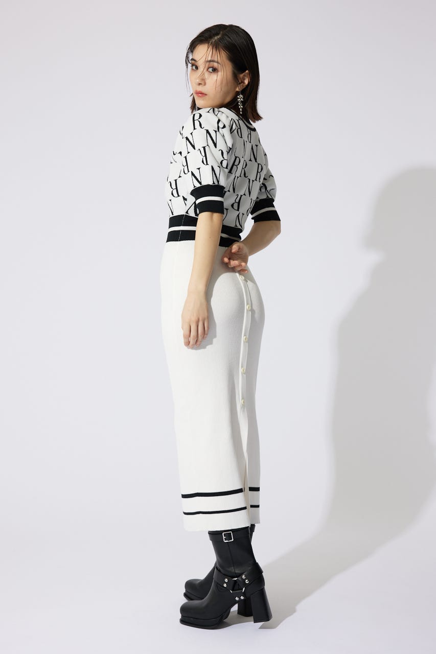 【岡崎紗絵さん着用アイテム】2WAYRロゴラインニットワンピース WHT FREE
