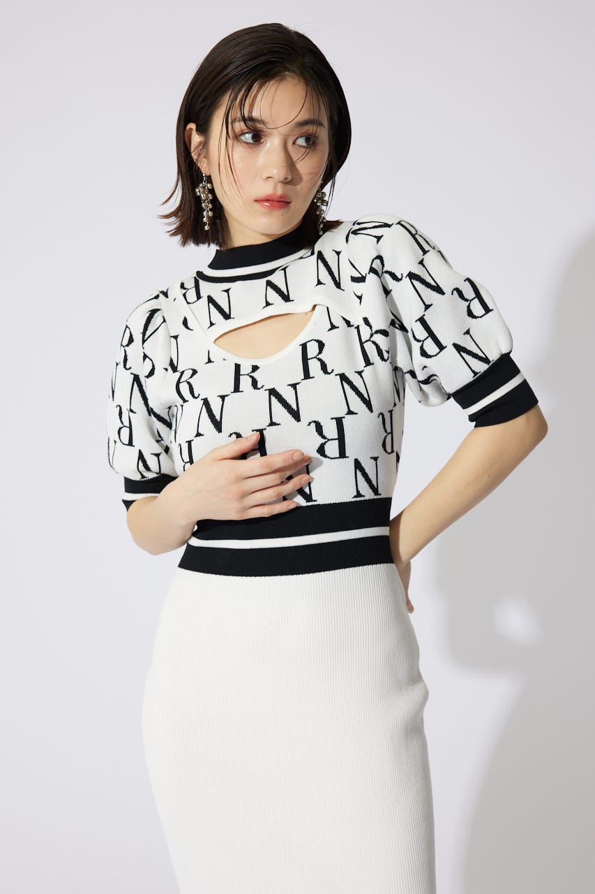 rienda | 【岡崎紗絵さん着用アイテム】2WAYRロゴラインニット