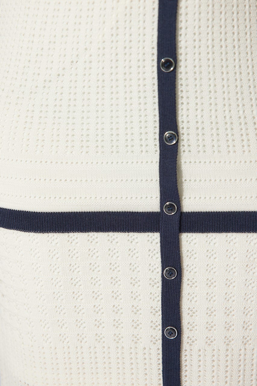 2WAYフリンジライン配色クロシェニットワンピース WHT FREE