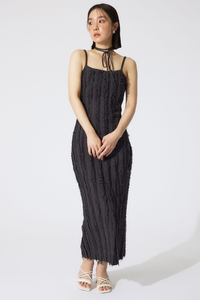 フリンジタイトニットワンピース D/GRY FREE