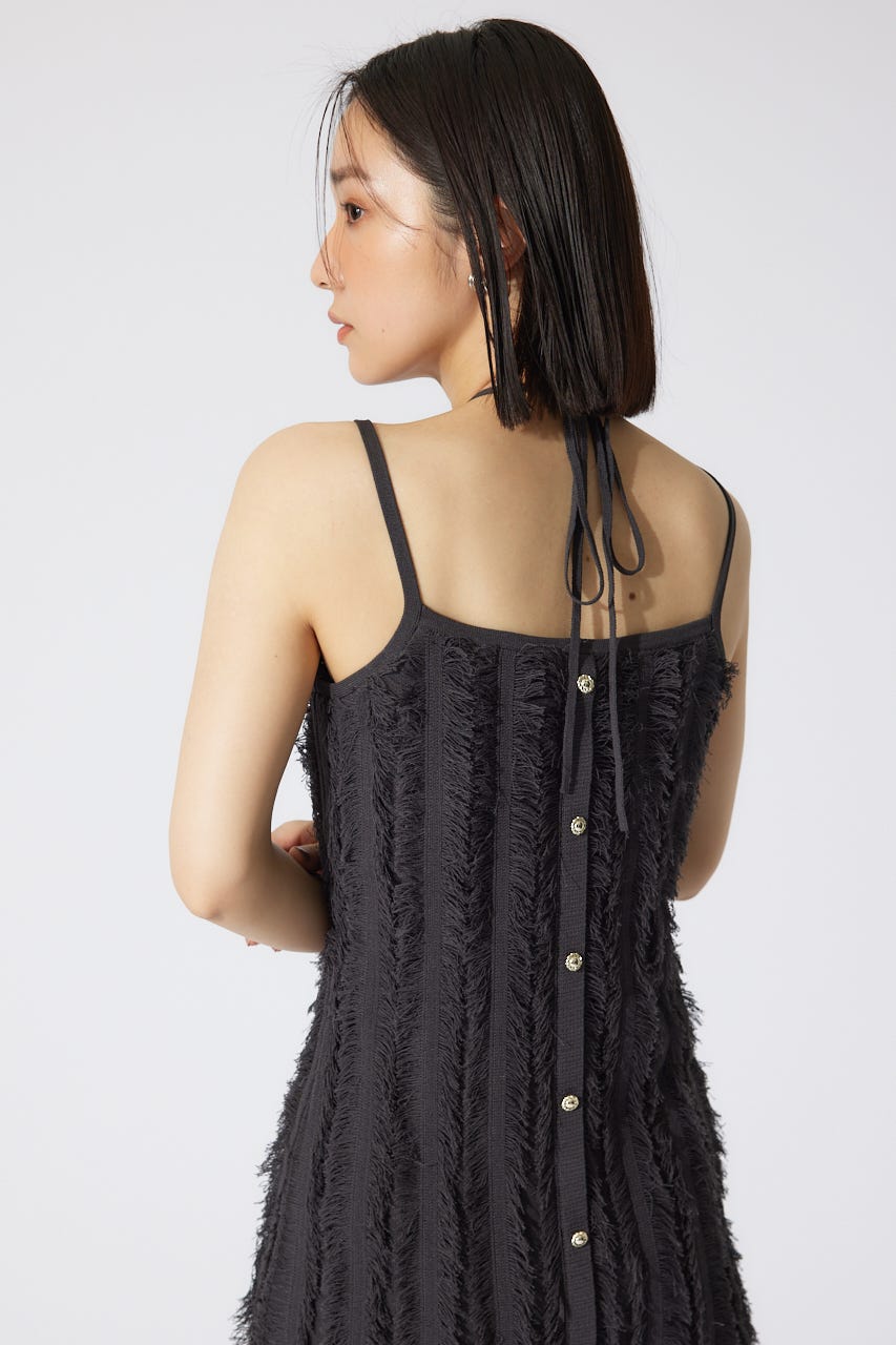 フリンジタイトニットワンピース D/GRY FREE