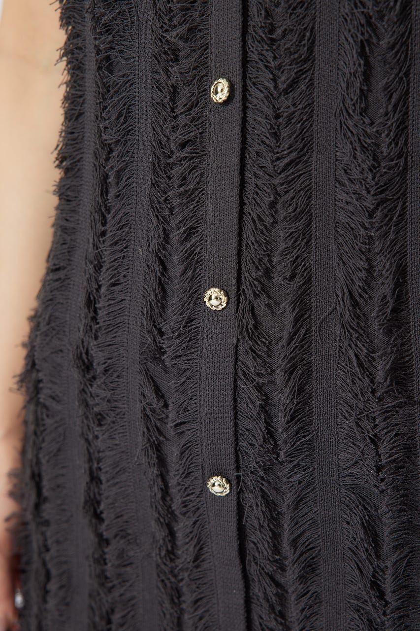 フリンジタイトニットワンピース D/GRY FREE