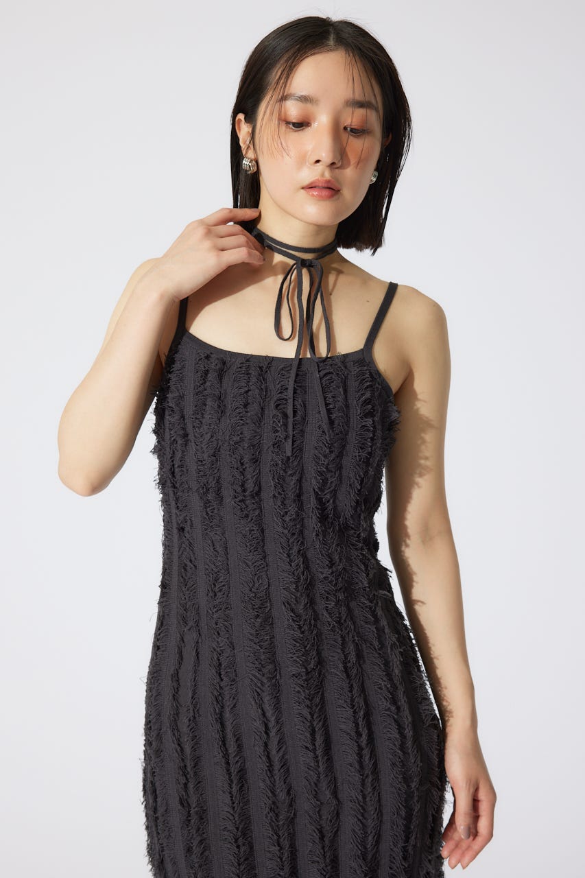 フリンジタイトニットワンピース D/GRY FREE