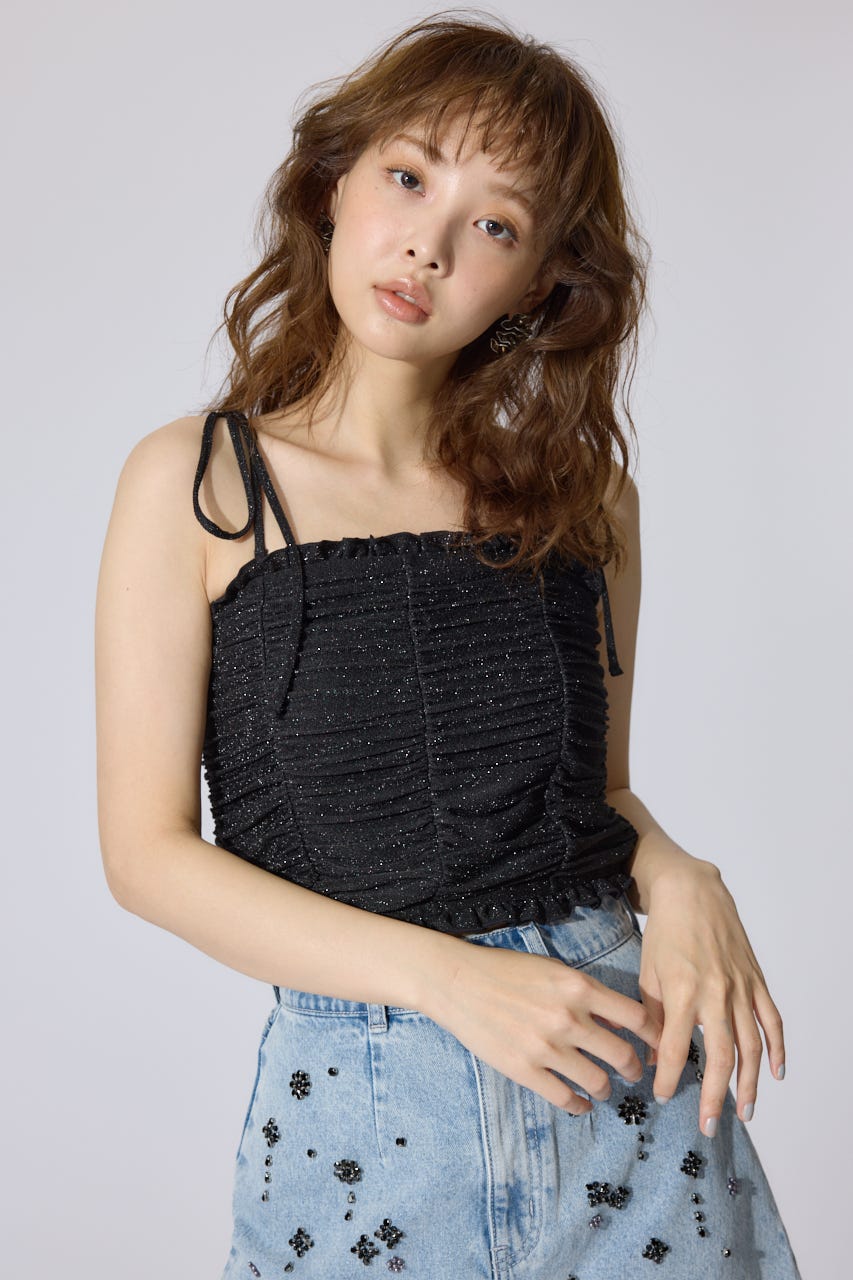 2WAYギャザーキャミトップス BLK FREE