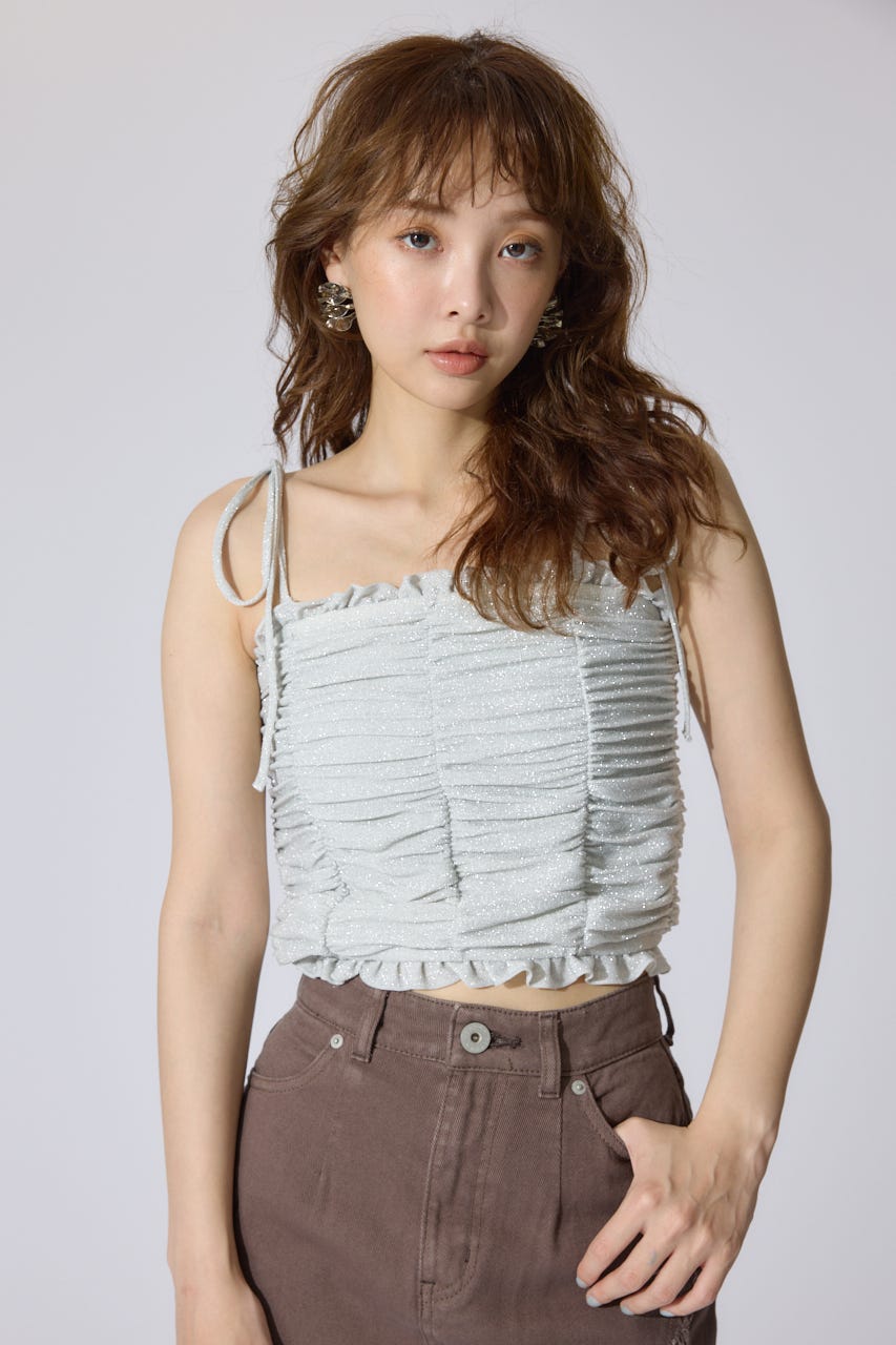 2WAYギャザーキャミトップス WHT FREE