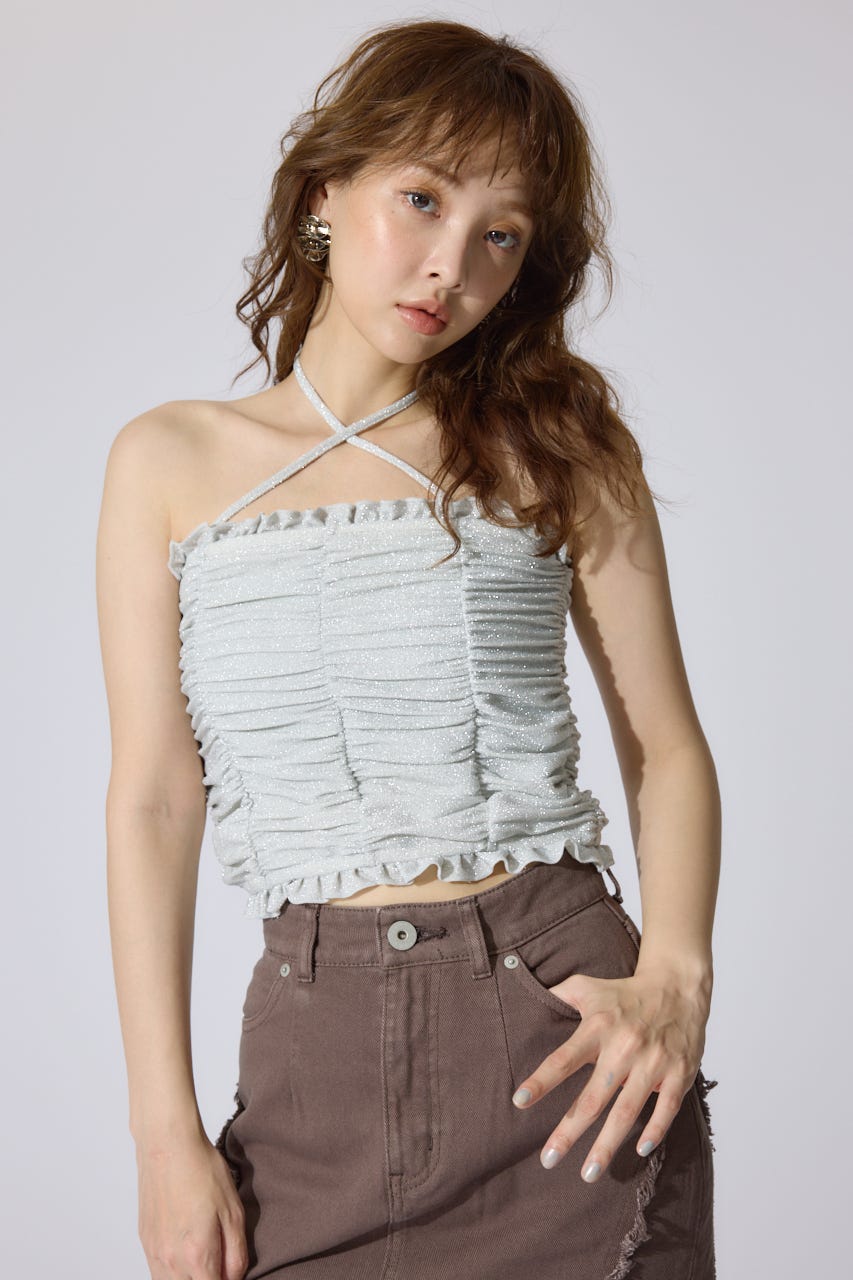 2WAYギャザーキャミトップス WHT FREE