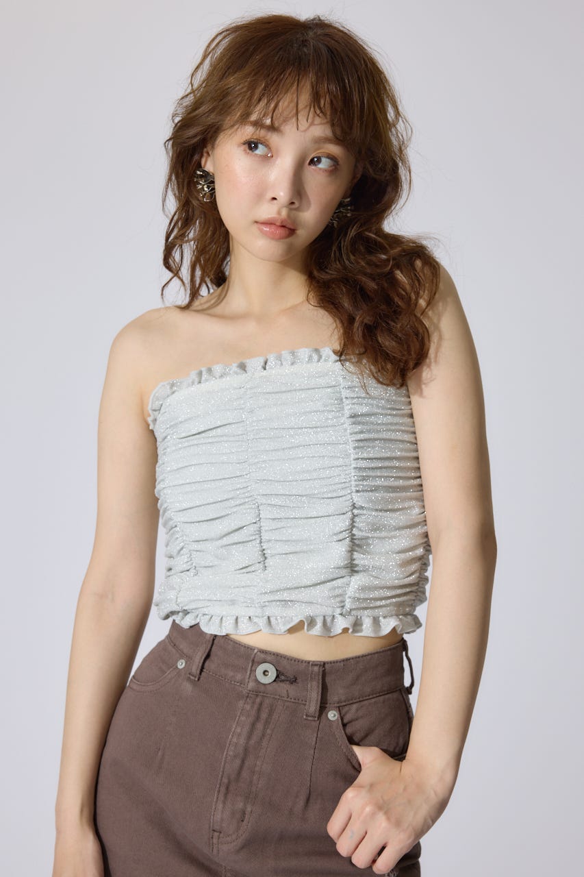 2WAYギャザーキャミトップス WHT FREE