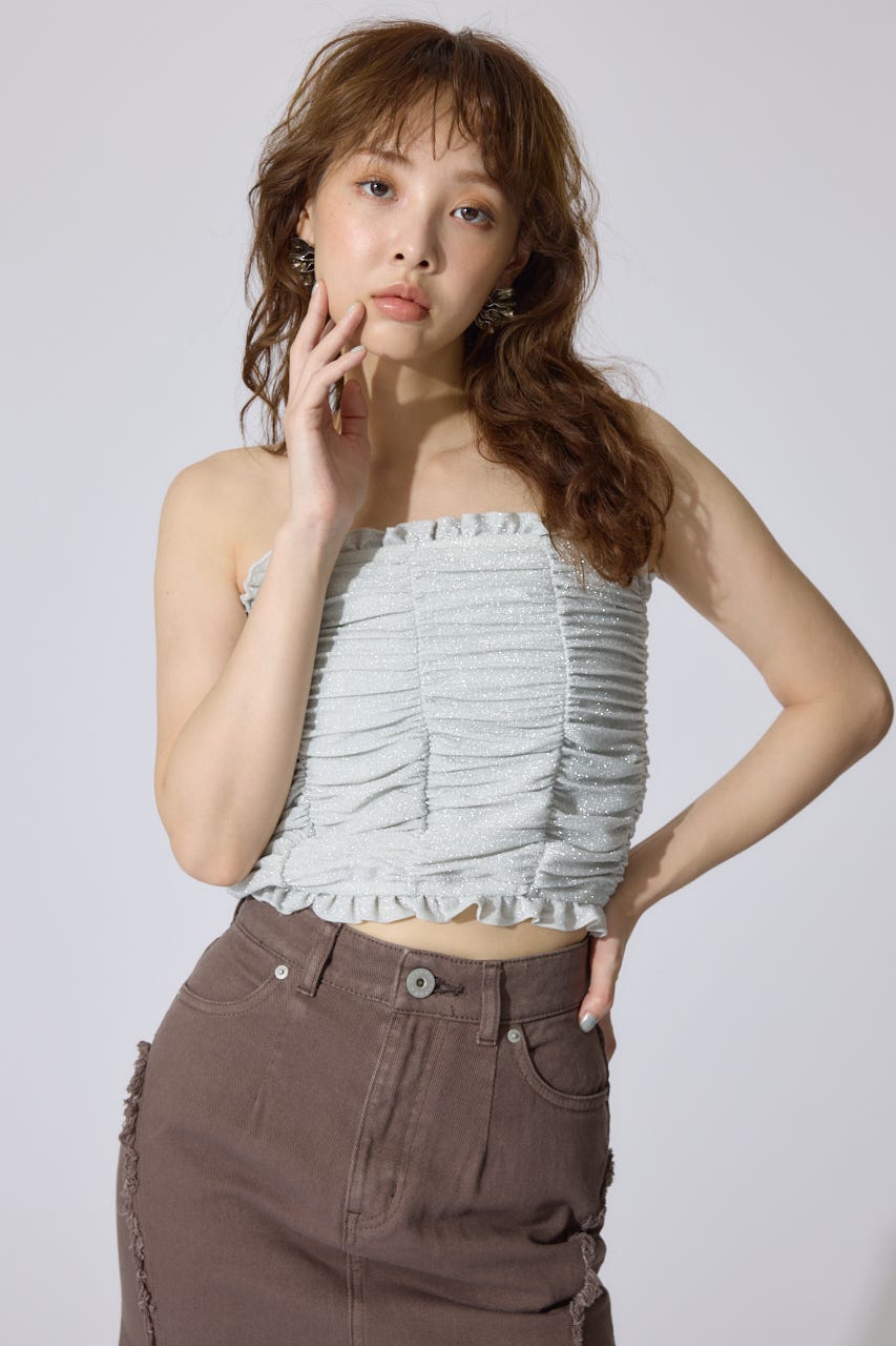 2WAYギャザーキャミトップス WHT FREE
