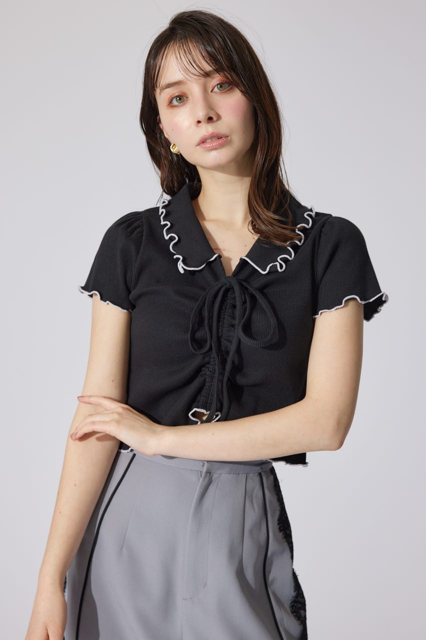 rienda | ドロストカットトップス (Tシャツ・カットソー(半袖