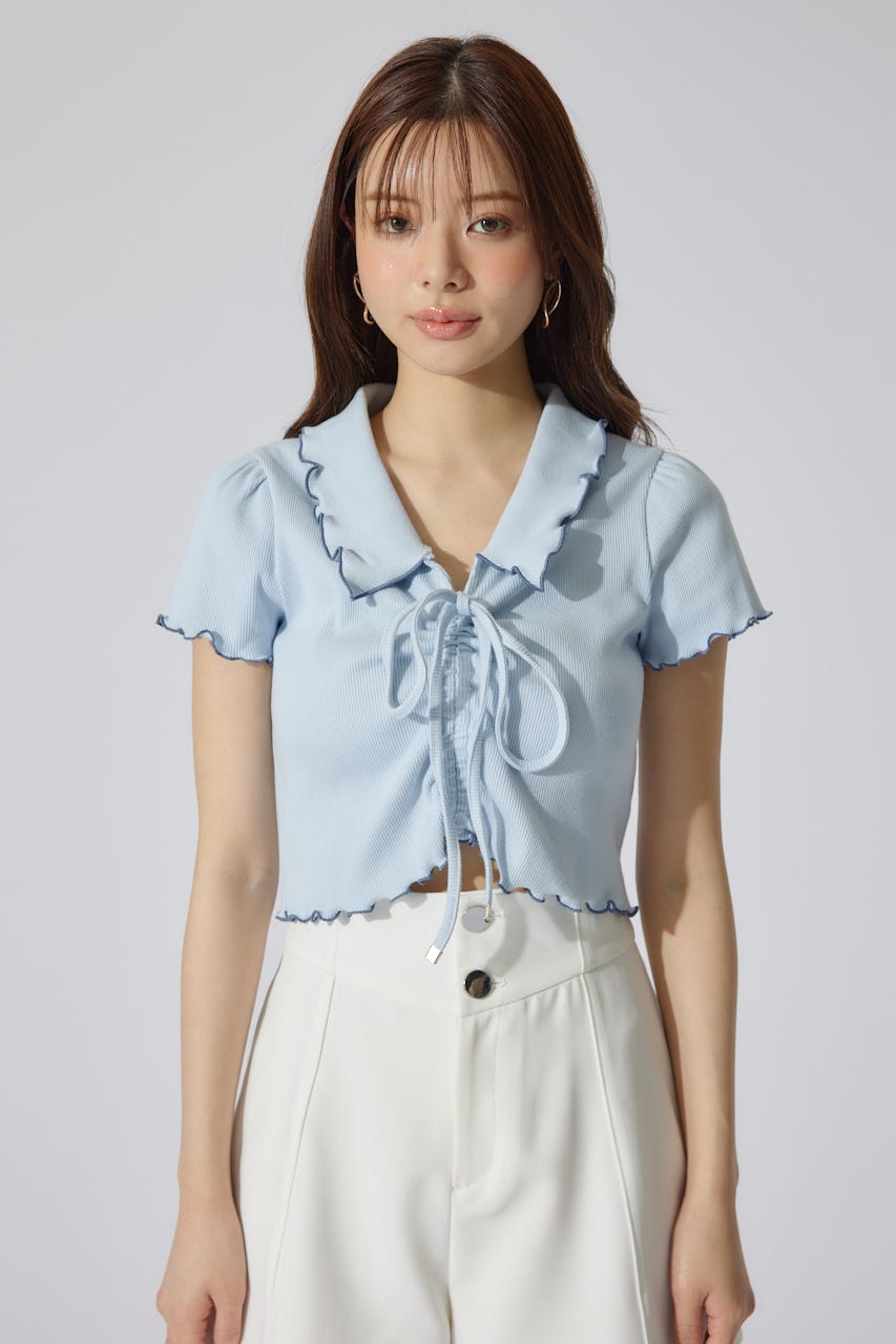 rienda | ドロストカットトップス (Tシャツ・カットソー(半袖