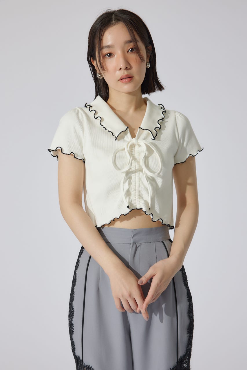 ドロストカットトップス WHT FREE