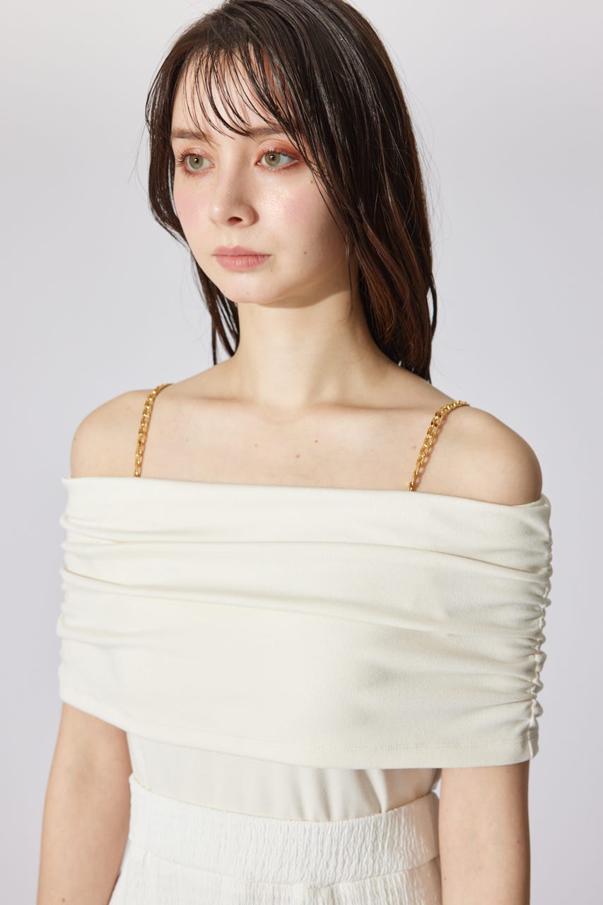 オフショルカットフレアワンピース WHT FREE