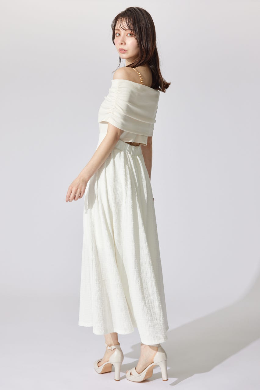 オフショルカットフレアワンピース WHT FREE