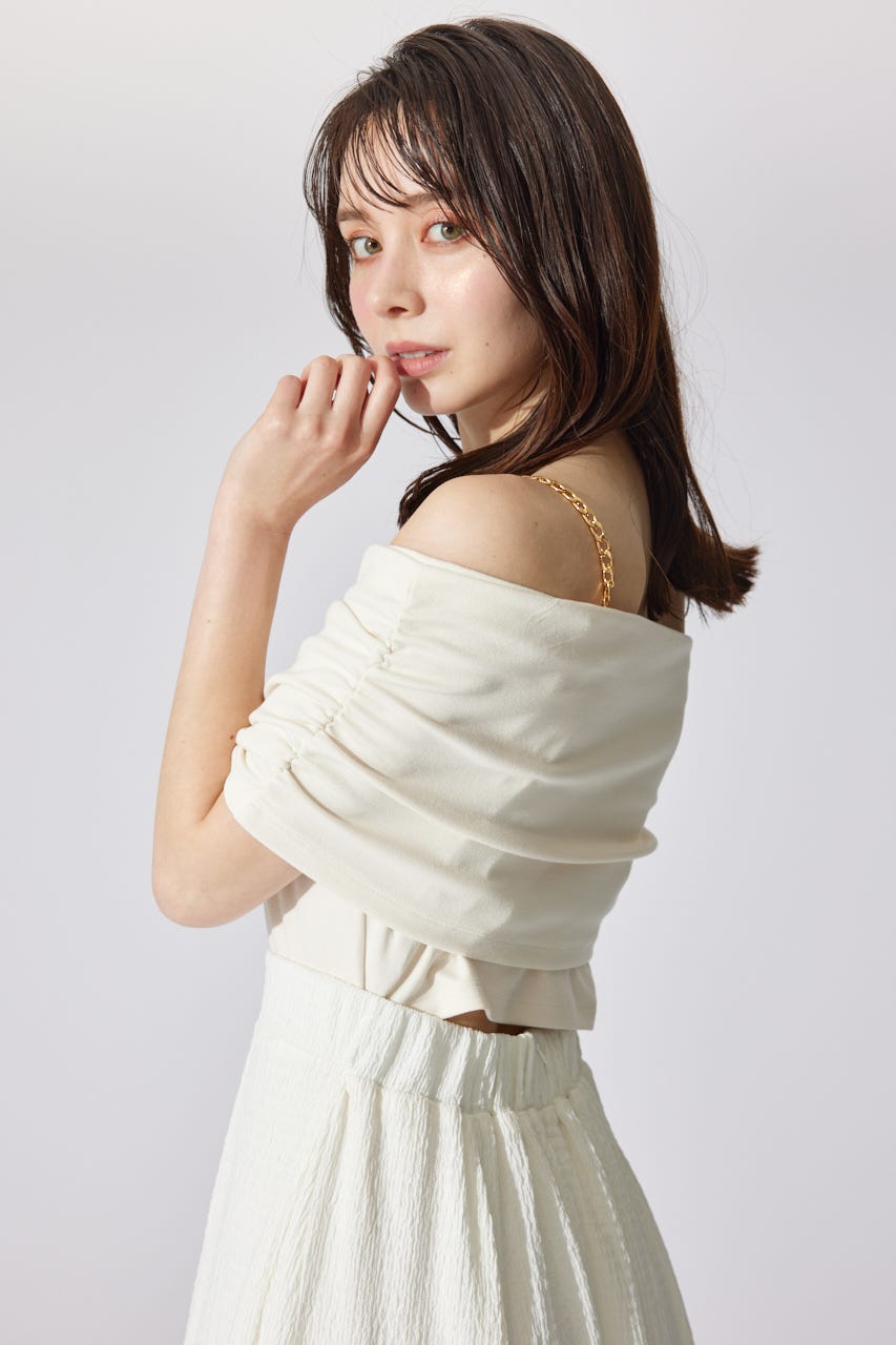 オフショルカットフレアワンピース WHT FREE