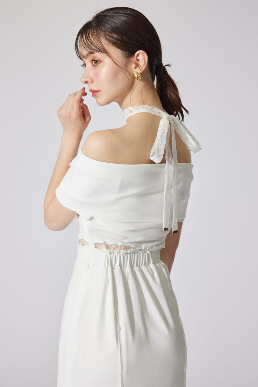 レースコンビオフショルカットワンピース WHT M