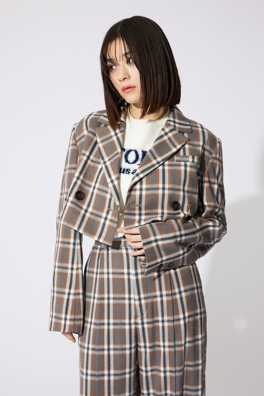 【岡崎紗絵さん着用アイテム】ダブルテーラードショートジャケット BRN M