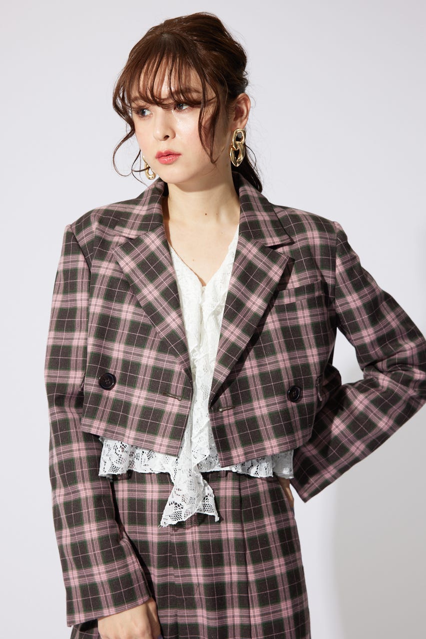 【岡崎紗絵さん着用アイテム】ダブルテーラードショートジャケット PNK S