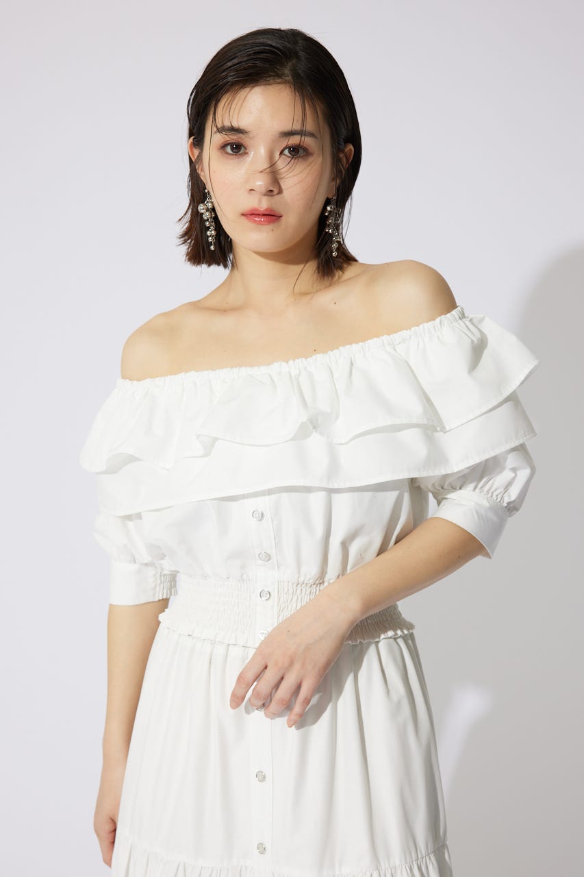 rienda | 2WAYオフショルダーショートトップス (シャツ