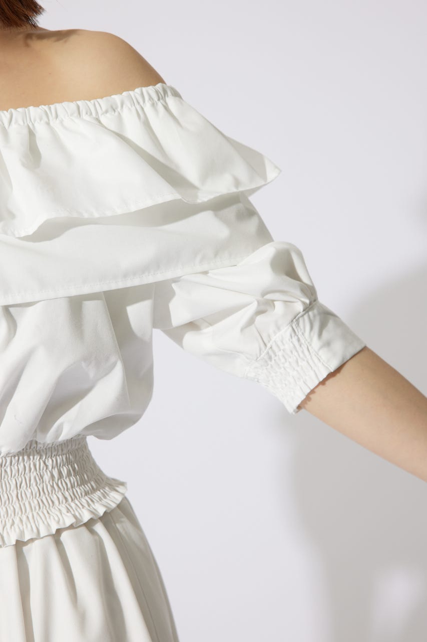 2WAYオフショルダーショートトップス WHT FREE