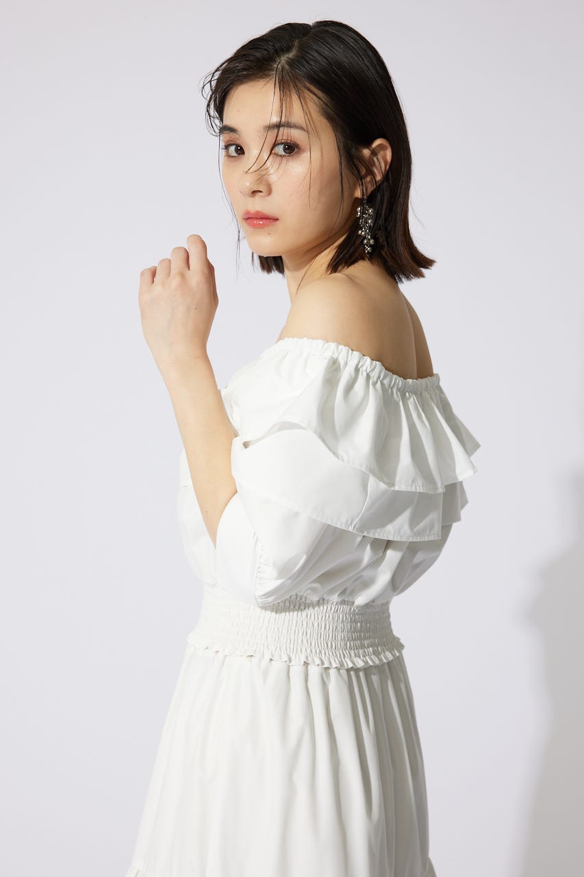 rienda | 2WAYオフショルダーショートトップス (シャツ