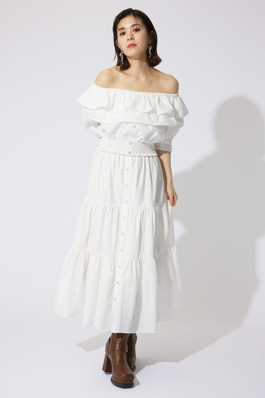 2WAYオフショルダーショートトップス WHT FREE