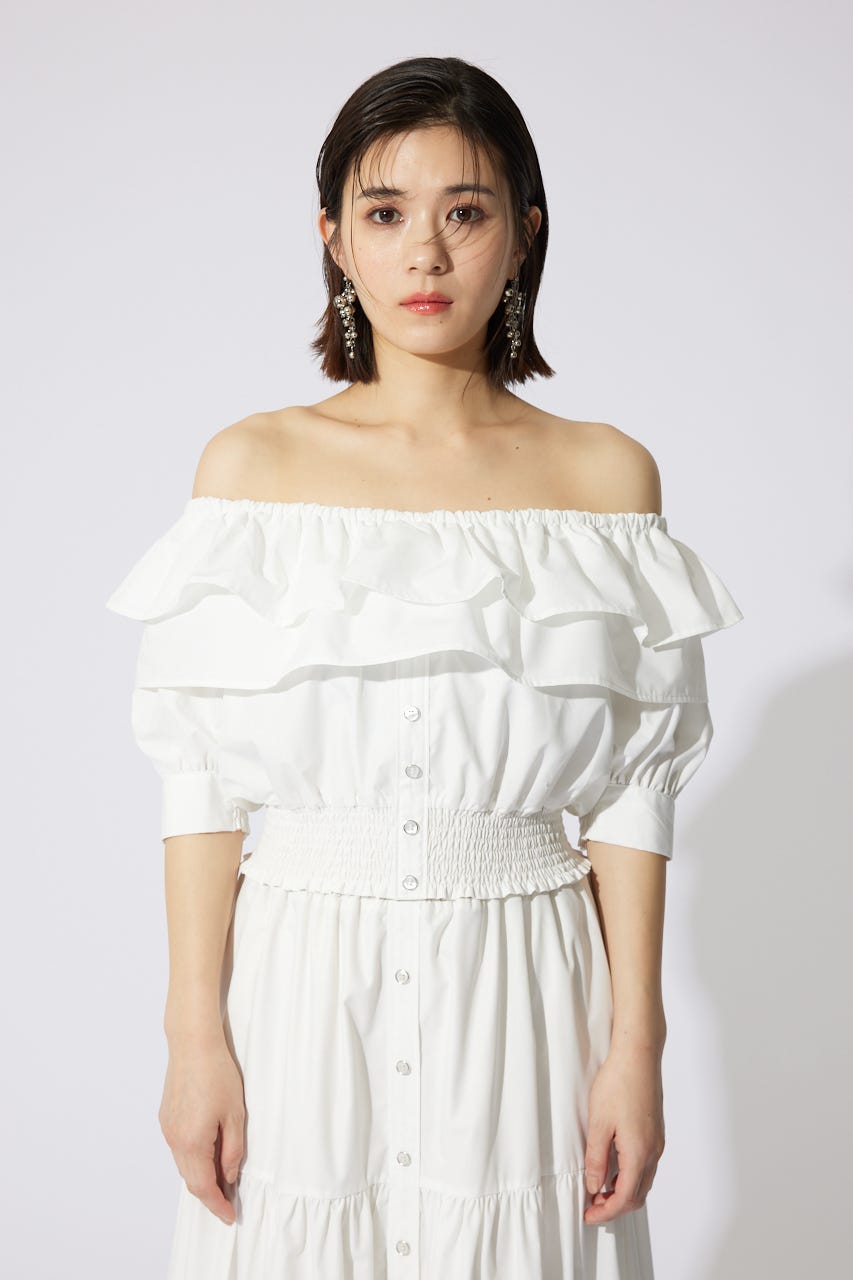RANCLIC 未使用　ワンショルダー　トップス セール】サイドギャザーワンショルダートップス（Tシャツ