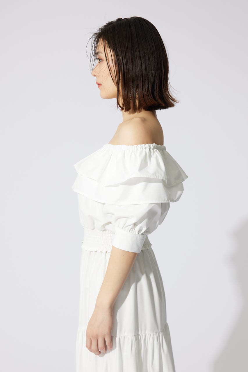 2WAYオフショルダーショートトップス WHT FREE