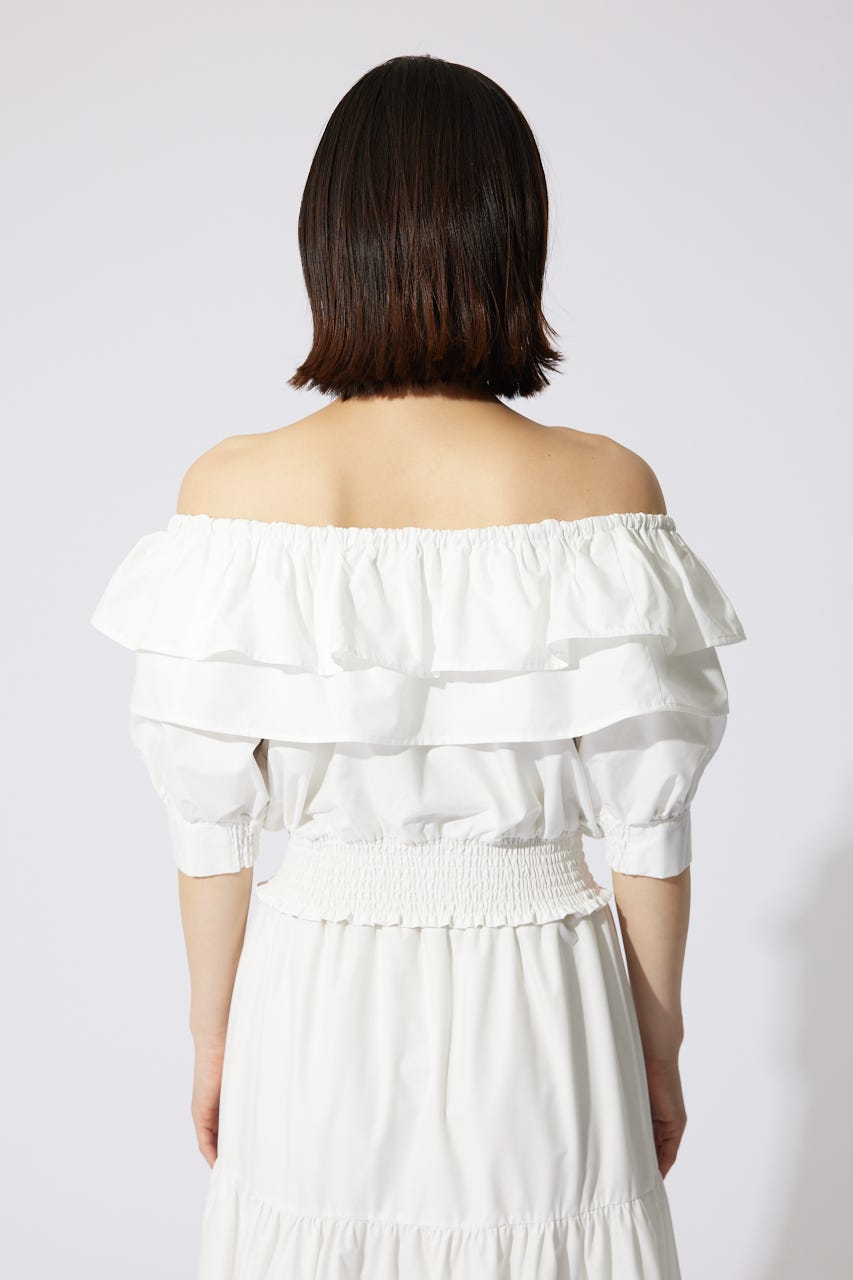 2WAYオフショルダーショートトップス WHT FREE