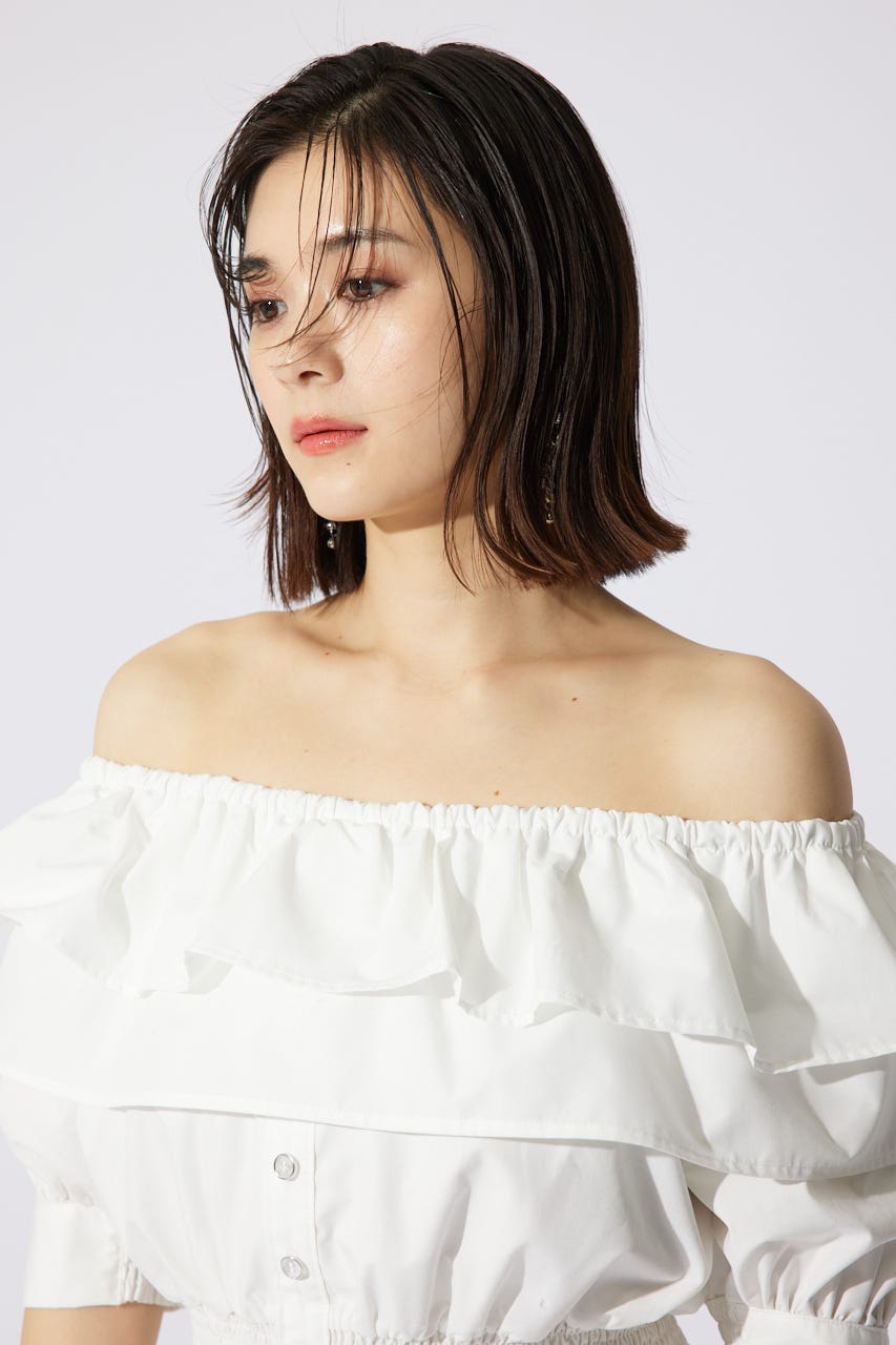 rienda | 2WAYオフショルダーショートトップス (シャツ