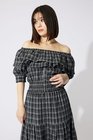 2WAYオフショルダーショートトップス