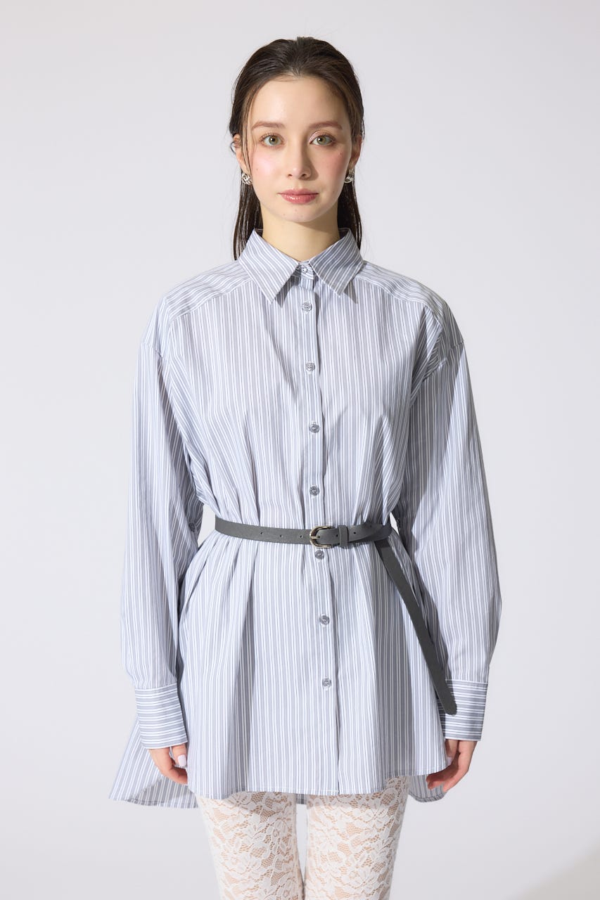 2WAYベルトセットシャツトップス 柄GRY FREE