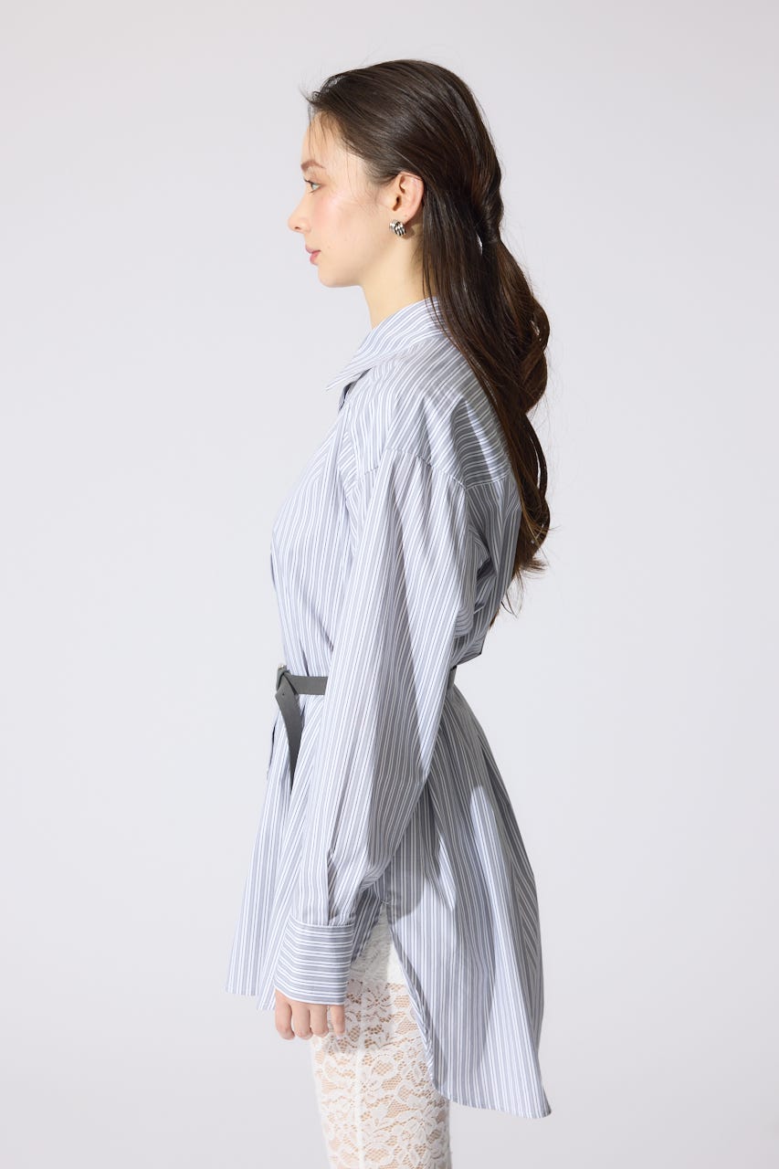 2WAYベルトセットシャツトップス 柄GRY FREE