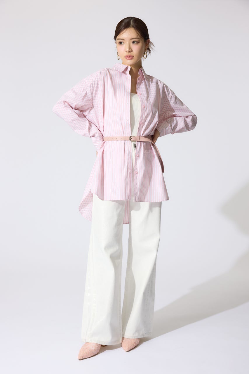 2WAYベルトセットシャツトップス 柄PNK FREE