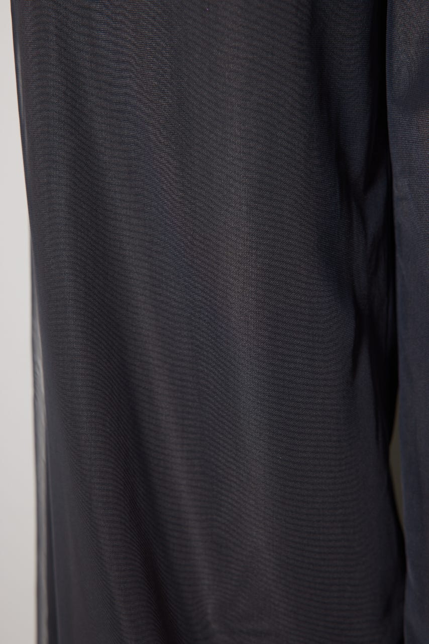 チュールレイヤードジャストウエストストレートパンツ GRY M