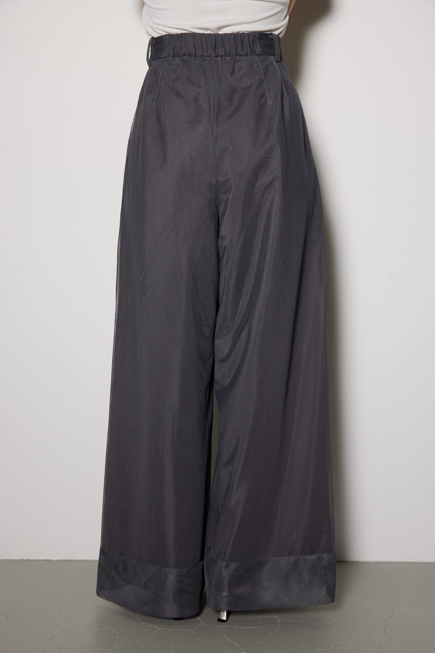 チュールレイヤードジャストウエストストレートパンツ GRY M