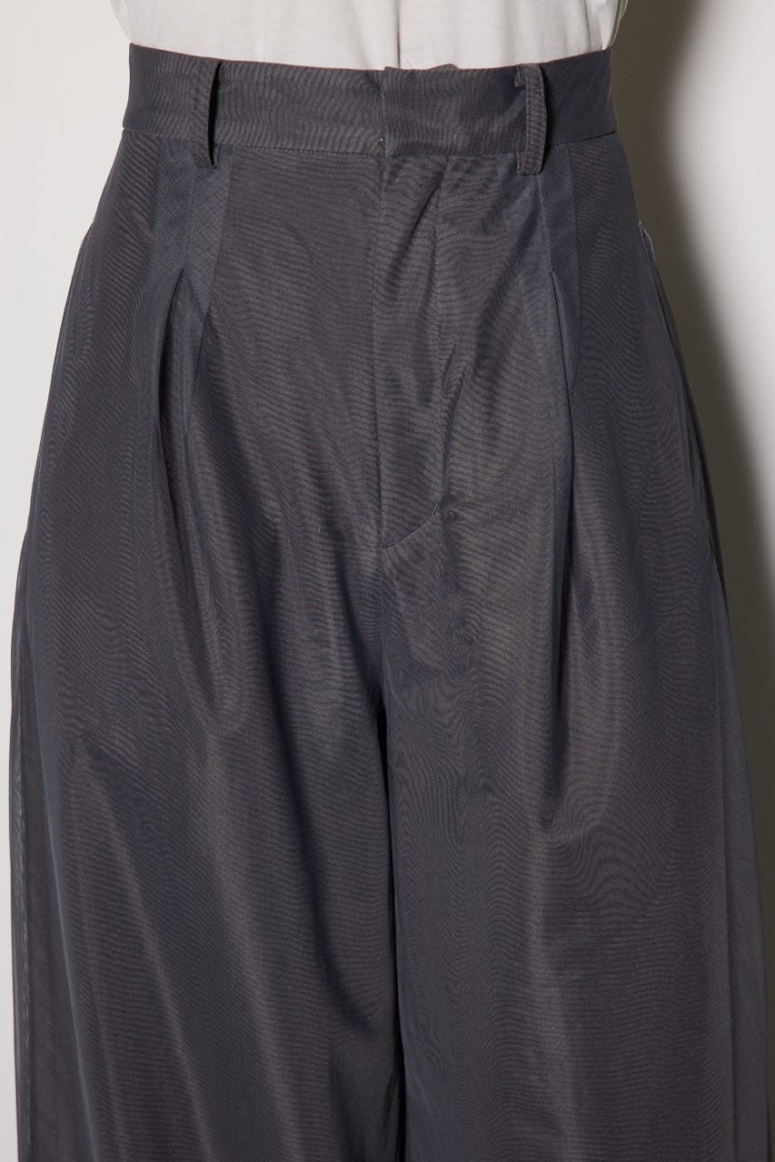 チュールレイヤードジャストウエストストレートパンツ GRY M